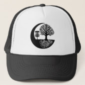 Black and White Disc Golf Silhouette  Trucker Pet (Voorkant)