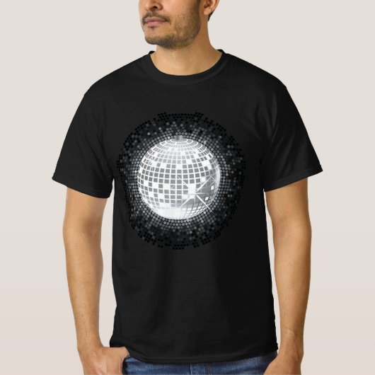 Black and White Disco Ball Dancing Club Retro Deco T-shirt (Voorkant)