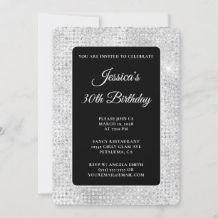 Black and White Disco Glitter 30e verjaardag Kaart