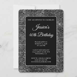 Black and White Disco Glitter 40e verjaardag Kaart