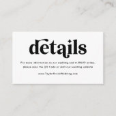 Black and White Disco Wedding Website Informatiekaartje (Voorkant)