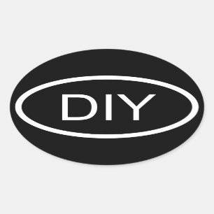 Black and White DIY Euro Style Oval Sticker