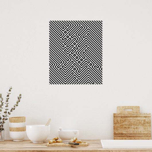 Black and White Dizzy Optical Illusion Hypnotic Poster (Keuken)