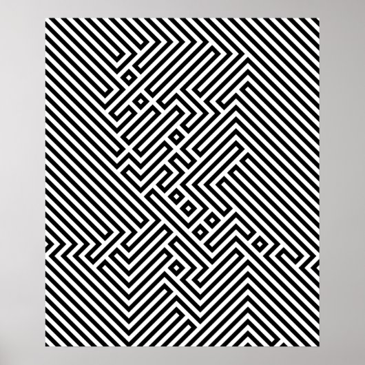 Black and White Dizzy Optical Illusion Hypnotic Poster (Voorkant)