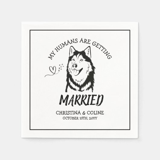 Black and White Dog Modern Simple Weddenschap Nap Servet (Voorkant)