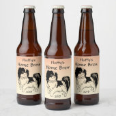 Black and White Dog op Sinaasappel Bierlabel Bier Etiket (Flessen)