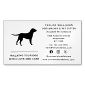 Black and White Dog Walker Huisdier Sitter Sociale Magnetisch Visitekaartje (Voorkant)