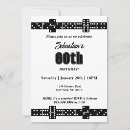 Black and White Domino Theme Birthday Party Invite