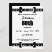 Black and White Domino Theme Birthday Party Invite (Voorkant / Achterkant)