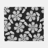 Black and white doodle flower patternblack,abstrac fleece deken (Voorkant (Horizontaal))
