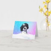 Black and White Doodle Folded Greeting Card Kaart (Gele Bloem)