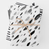 Black And White Doodle Shapes Stripe Drop Patterns Inpakpapier Vel (In situ)