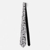 Black and White Doodles Custom Necktie Stropdas (Voorkant)