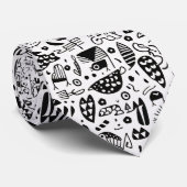 Black and White Doodles Custom Necktie Stropdas (Opgerold)