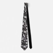 Black and White Doodles Custom Necktie Stropdas (Voorkant)