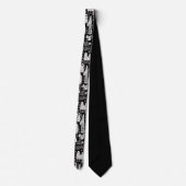 Black and White Doodles Custom Necktie Stropdas (Achterkant)