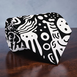Black and White Doodles Custom Necktie Stropdas