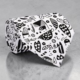 Black and White Doodles Custom Necktie Stropdas