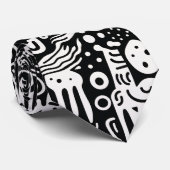 Black and White Doodles Custom Necktie Stropdas (Opgerold)