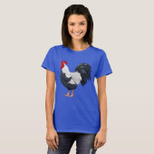 Black and White Dorking Chicken Rooster Crowing T-shirt (Voorkant volledig)