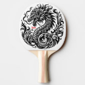 Black and White Dragon Personalized Tafeltennisbatje (Achterkant)