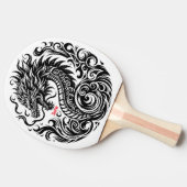 Black and White Dragon Personalized Tafeltennisbatje (Zijkant)