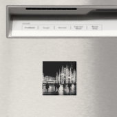 Black and White Duomo Piazza Night Scene, Milaan Magneet (Insitu (Vaatwasser))