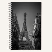 black and white eiffel tower photo  notitieboek (Voorkant)