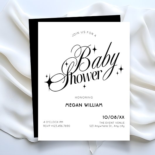 Black and white elegant baby shower kaart