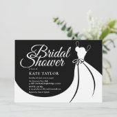 Black and White Elegant Bridal Shower Invitation Kaart (Staand voorkant)
