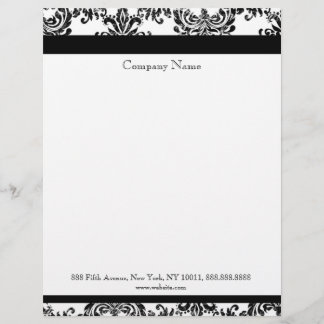 Black and White Elegant Damask Letterhead Briefhoofd