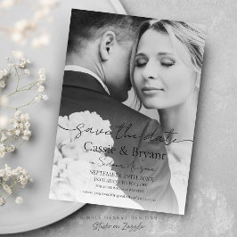 Black and White Elegant Full Photo Save the Date
