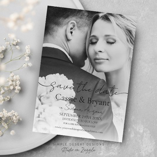 Black and White Elegant Full Photo Save the Date