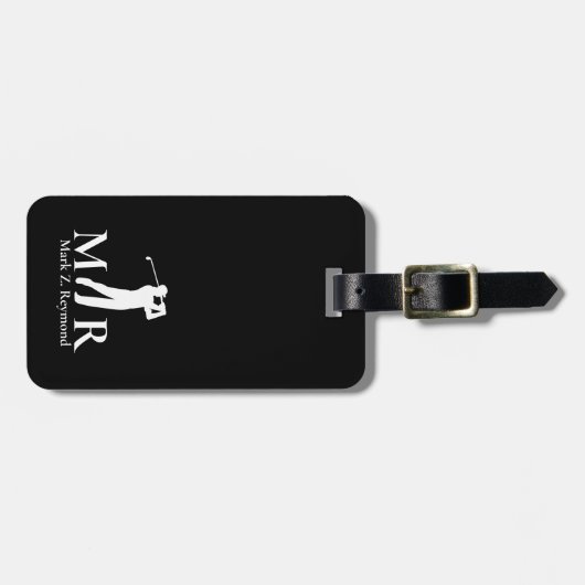 Black and White Elegant Golfer Bagagelabel (Voorkant horizontaal)