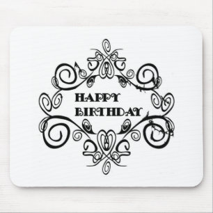 Black and White Elegant Happy Birthday Muismat