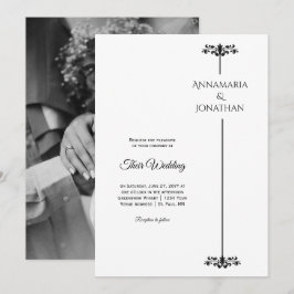 Black and White Elegant Minimalist Photo Wedding | Kaart