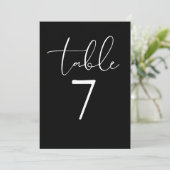 Black And White Elegant Modern Script Table Number Kaart (Staand voorkant)