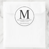 Black and White Elegant Monogram Business Ronde Sticker (Tas)