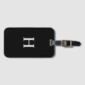 Black and White Elegant Monogram Luggage Tag Bagagelabel (Voorkant (horizontaal))