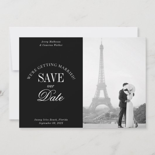 Black and White Elegant Save the Date Card (Voorkant)