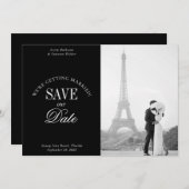 Black and White Elegant Save the Date Card (Voorkant / Achterkant)