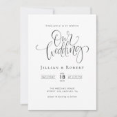black and white elegant script wedding invitation kaart (Voorkant)
