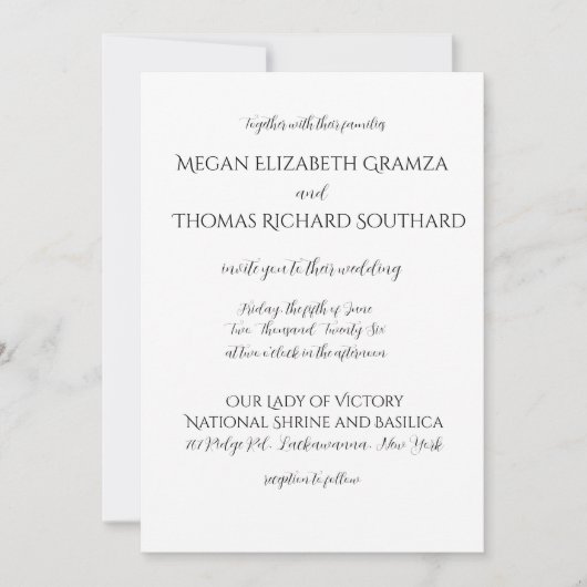 Black and White Elegant Simplicity Wedding Invite Kaart (Voorkant)