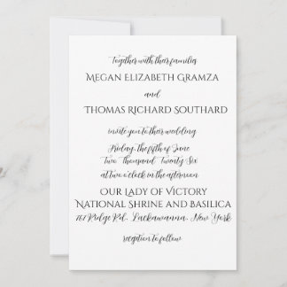 Black and White Elegant Simplicity Wedding Invite Kaart