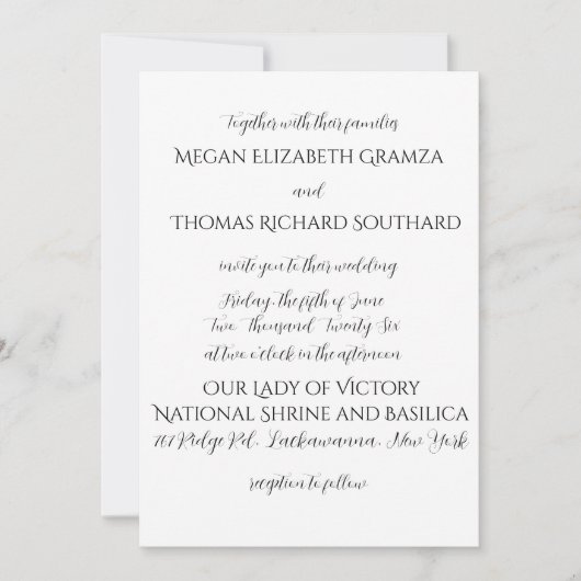 Black and White Elegant Simplicity Wedding Invite Kaart (Voorkant)
