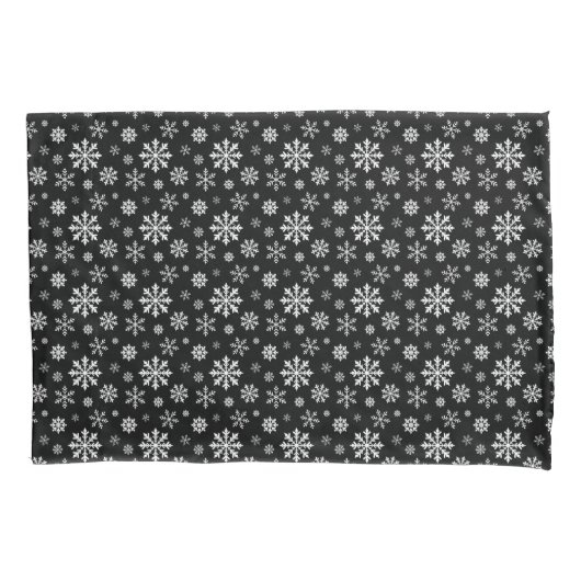 Black And White Elegant Winter Snowflake Pattern Kussensloop (Voorkant-Links)