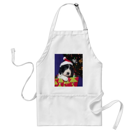 Black and White English Springer Spaniel Christma Standaard Schort (Voorkant)