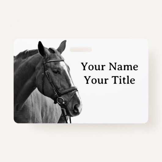 Black and White Equestrian Horse ID Badge (Voorkant)