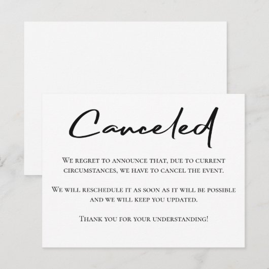 Black and White-evenement geannuleerd Briefkaart (Voorkant / Achterkant)