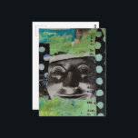 Black and White Face With Polka Dots Collage Briefkaart<br><div class="desc">A collage made and photographed by Angelandspot in the year 2026 with vintage images from a magazine from 1968,  bits of paper from a book from 1950,  and a 1980s era textbook,  with a bit of green and yellow in the background</div>